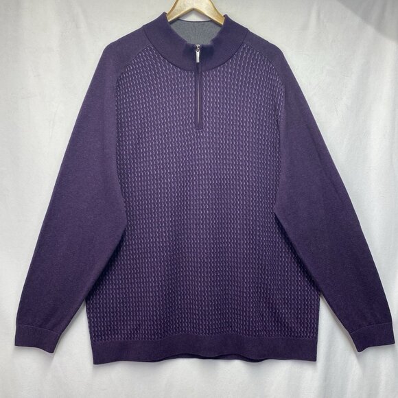 Tommy Bahama Seaport Quater-Zip Mock Neck Pullover Knit Sweater Men XXL Purple - Picture 12 of 12